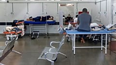 Local improvisado para acolher mais doentes Covid no hospital HRAN
