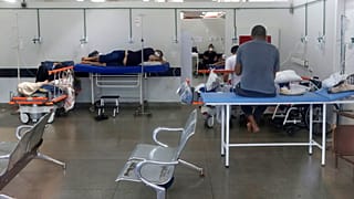 Local improvisado para acolher mais doentes Covid no hospital HRAN