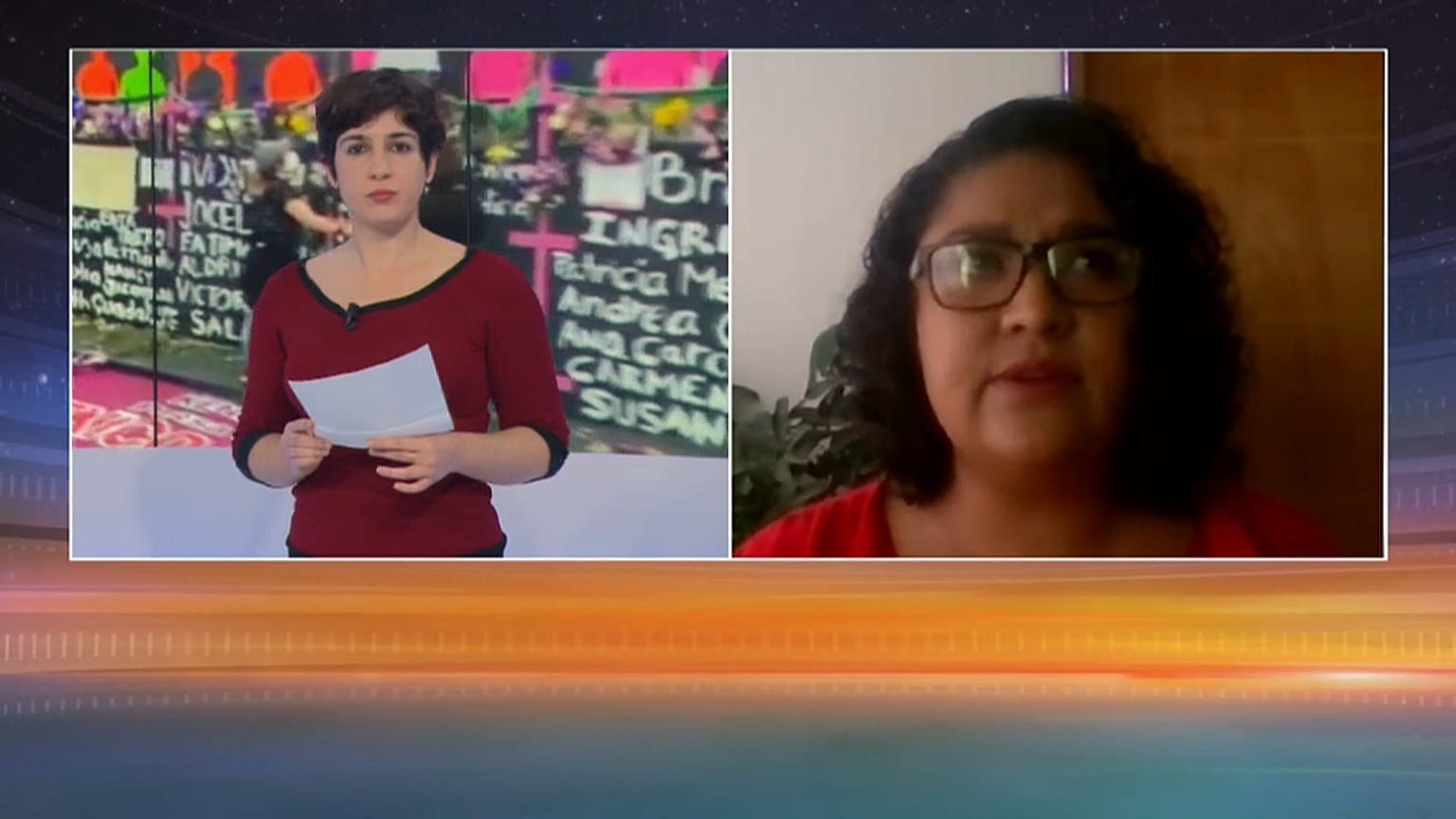 Una imagen de la entrevista con la periodista Perla Blas.