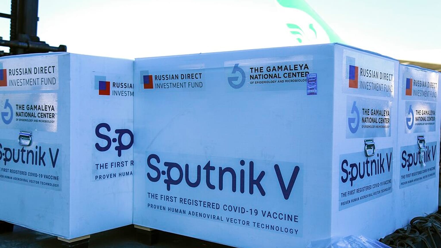 Sputnik V wird auf dem internationalen Flughafen Imam Khomeini in Teheran entladen, 04.02.2021