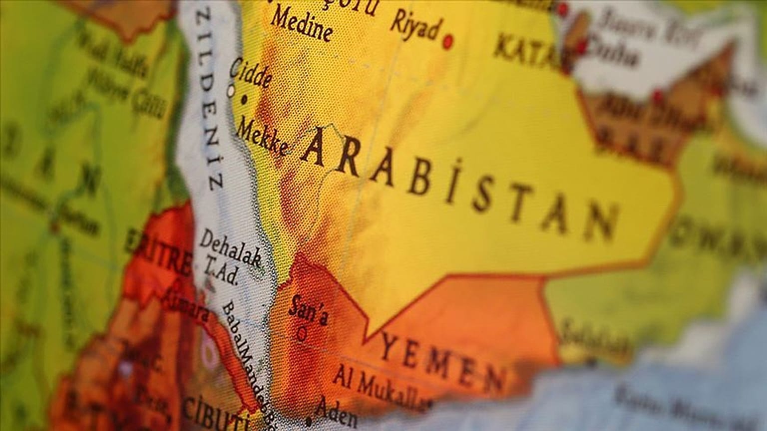 Suudi Arabistan - Yemen haritası 