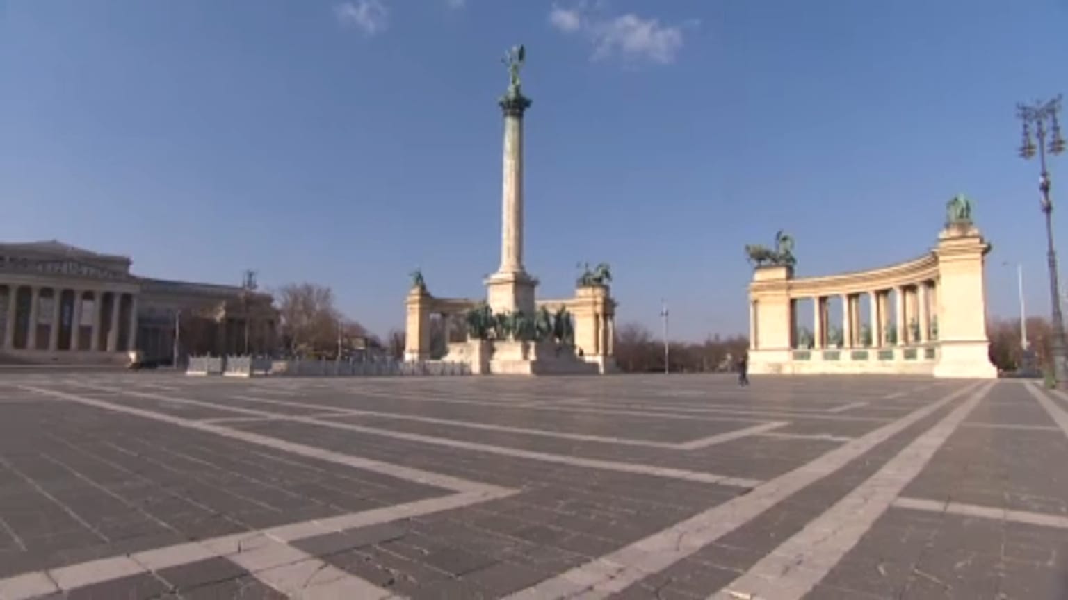 Hősök tere, turisták nélkül 2021. március 10-én
