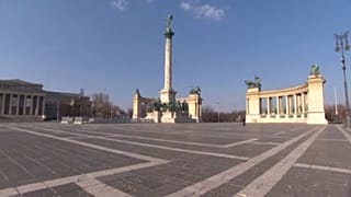 Hősök tere, turisták nélkül 2021. március 10-én