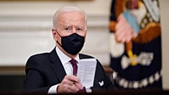 n this March 5, 2021, file photo, President Joe Biden participates in a roundtable discussion on a coronavirus relief package at the White House.