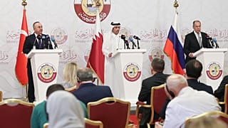 Mevlüt Çavuşoğlu - Muhammed bin Abdurrahman Al Sani - Sergey Lavrov