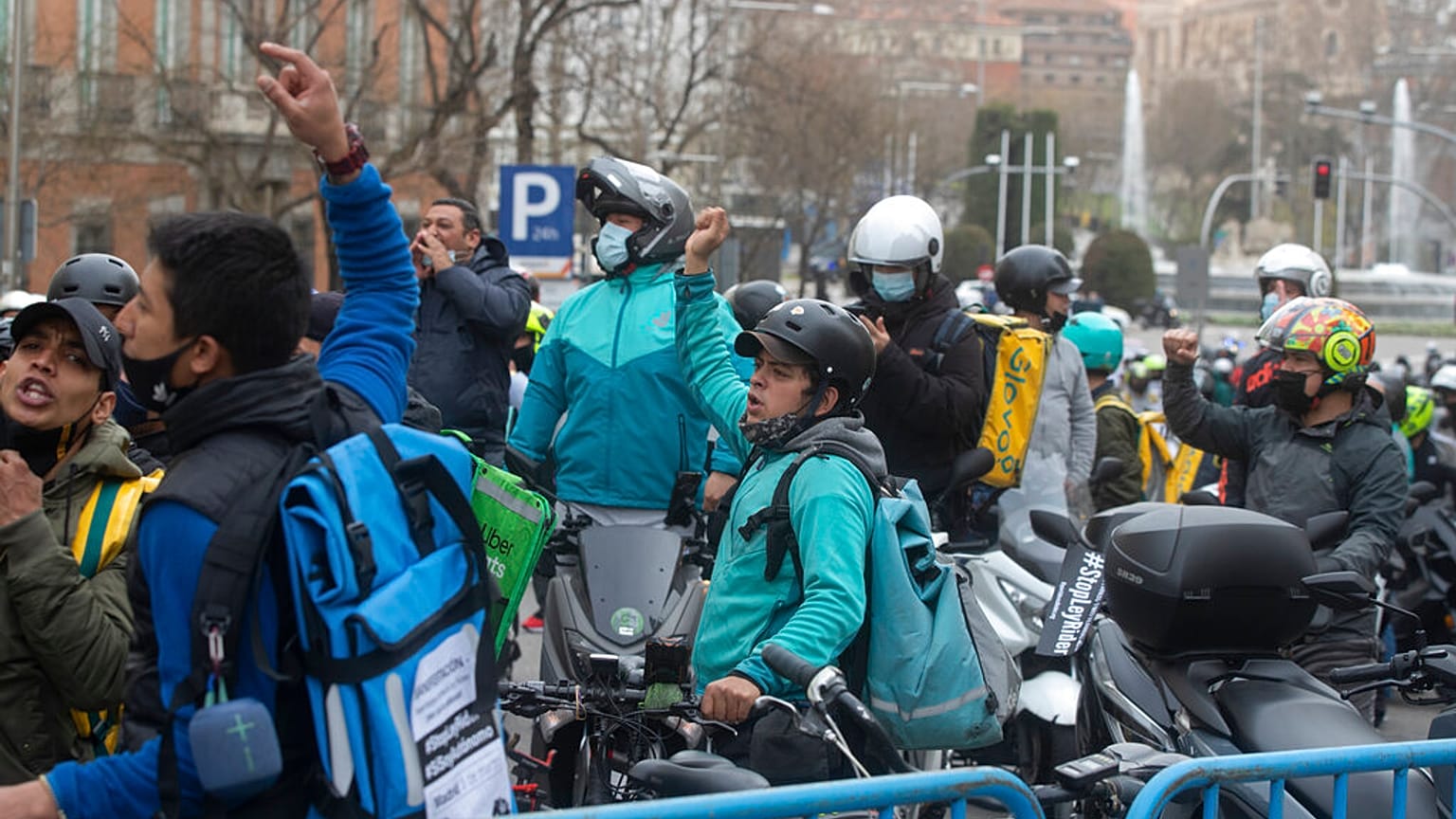 Protesta reciente de un grupo de repartidores en Madrid