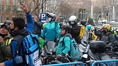 Protesta reciente de un grupo de repartidores en Madrid