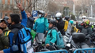 Protesta reciente de un grupo de repartidores en Madrid