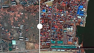 Le immagini satellitari che mostrano la zona di ricostruzione portuale della città di Fukushima, 10 anni dopo terremoto e tsunami