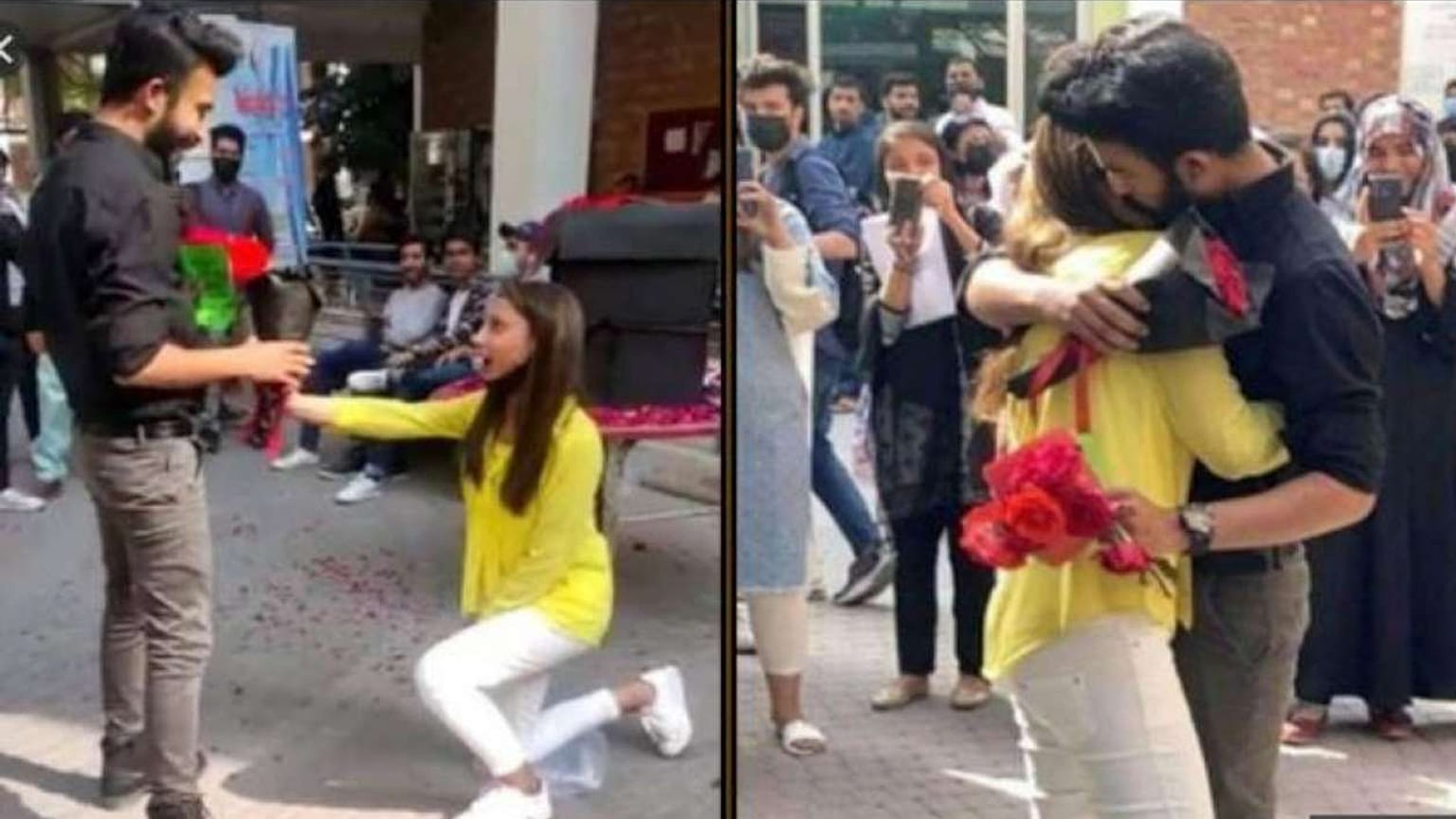 Pakistan'ın Lahor kentinde, üniversiteli kız ve evlilik teklif edip sarıldığı erkek arkadaşı okuldan atıldı