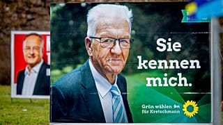 Winfried Kretschmann (Grüne) auf Wahlplakat für Landtagswahl in Baden-Württemberg