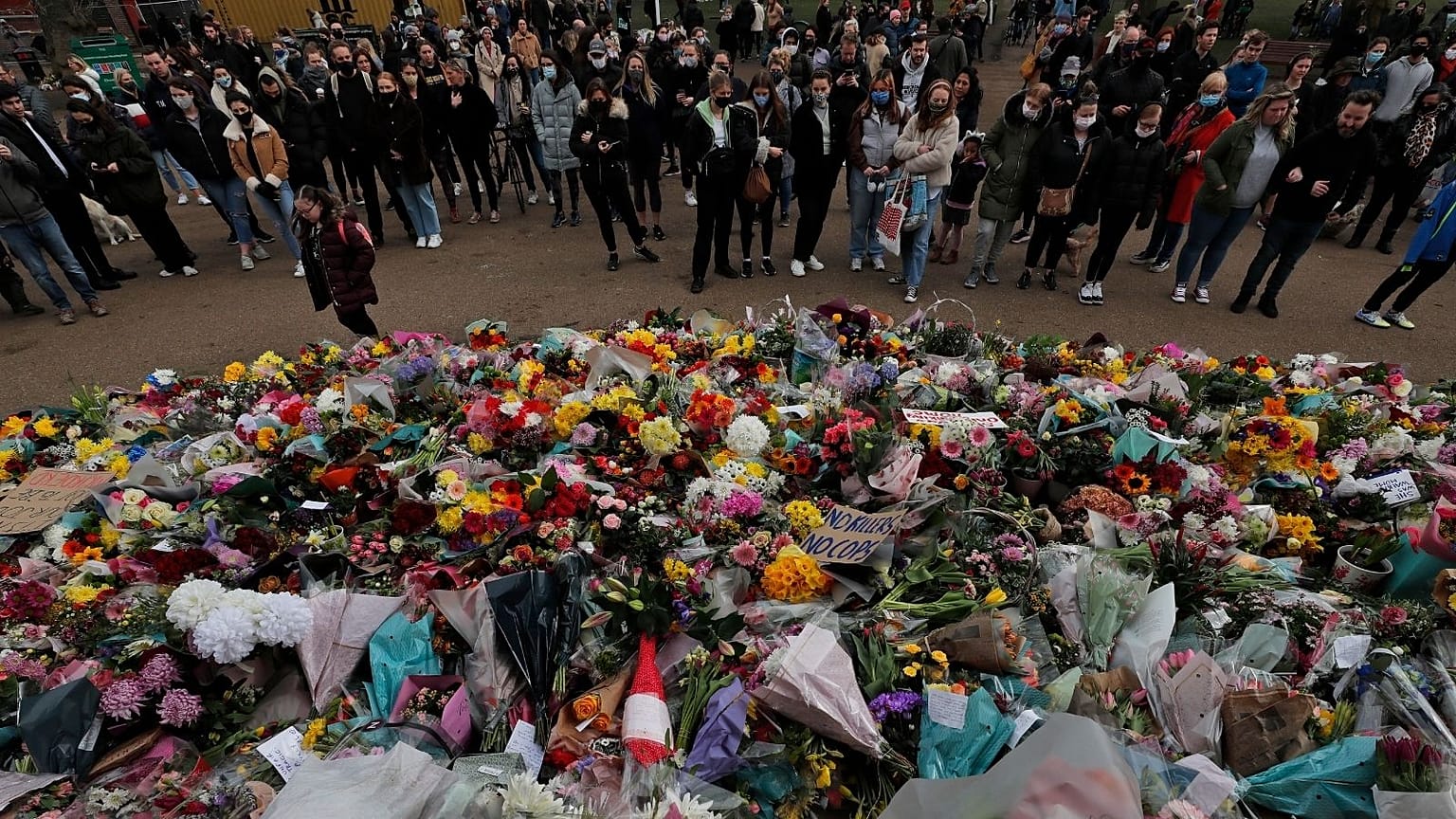  Floral tributes in memory of Sarah Everard