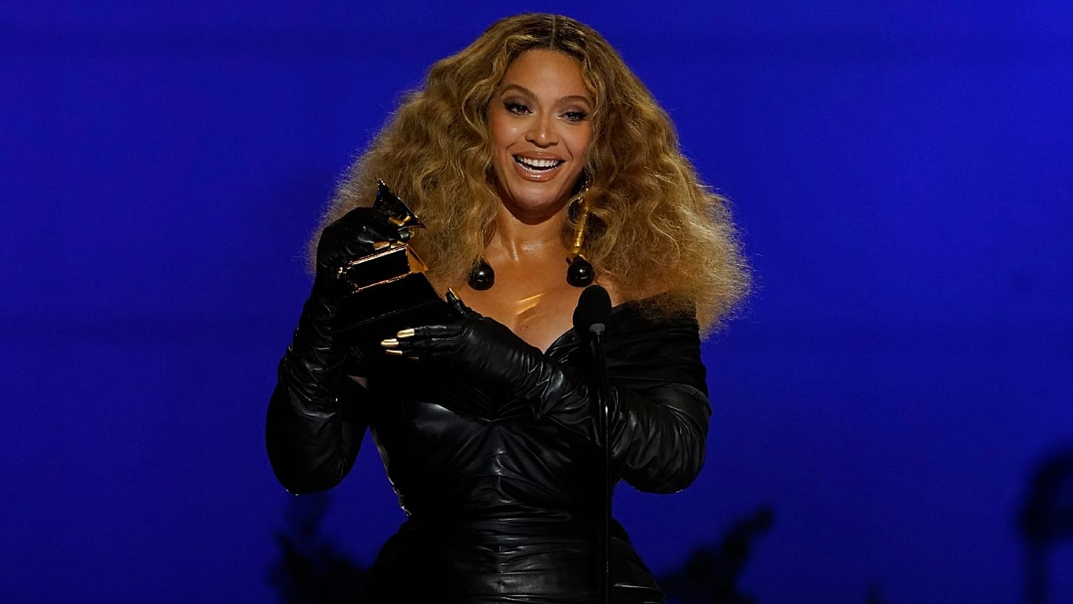 Beyonce accepts the award for best R&B performance for "Black Parade" at the 63rd annual Grammy Awards at the Los Angeles Convention Center on Sunday, March 14, 2021.