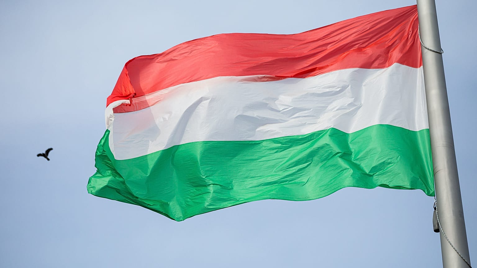 Hétfő reggel felvonták a nemzeti lobogót az Országház előtt