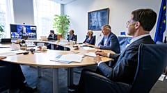 Dutch Prime Minister Mark Rutte attends an European summit in video