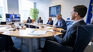 Dutch Prime Minister Mark Rutte attends an European summit in video