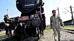 a train that was used by the Nazis to carry Jews from Thessaloniki to Auschwitz during the WWII, in the Greek northern town of Thessaloniki