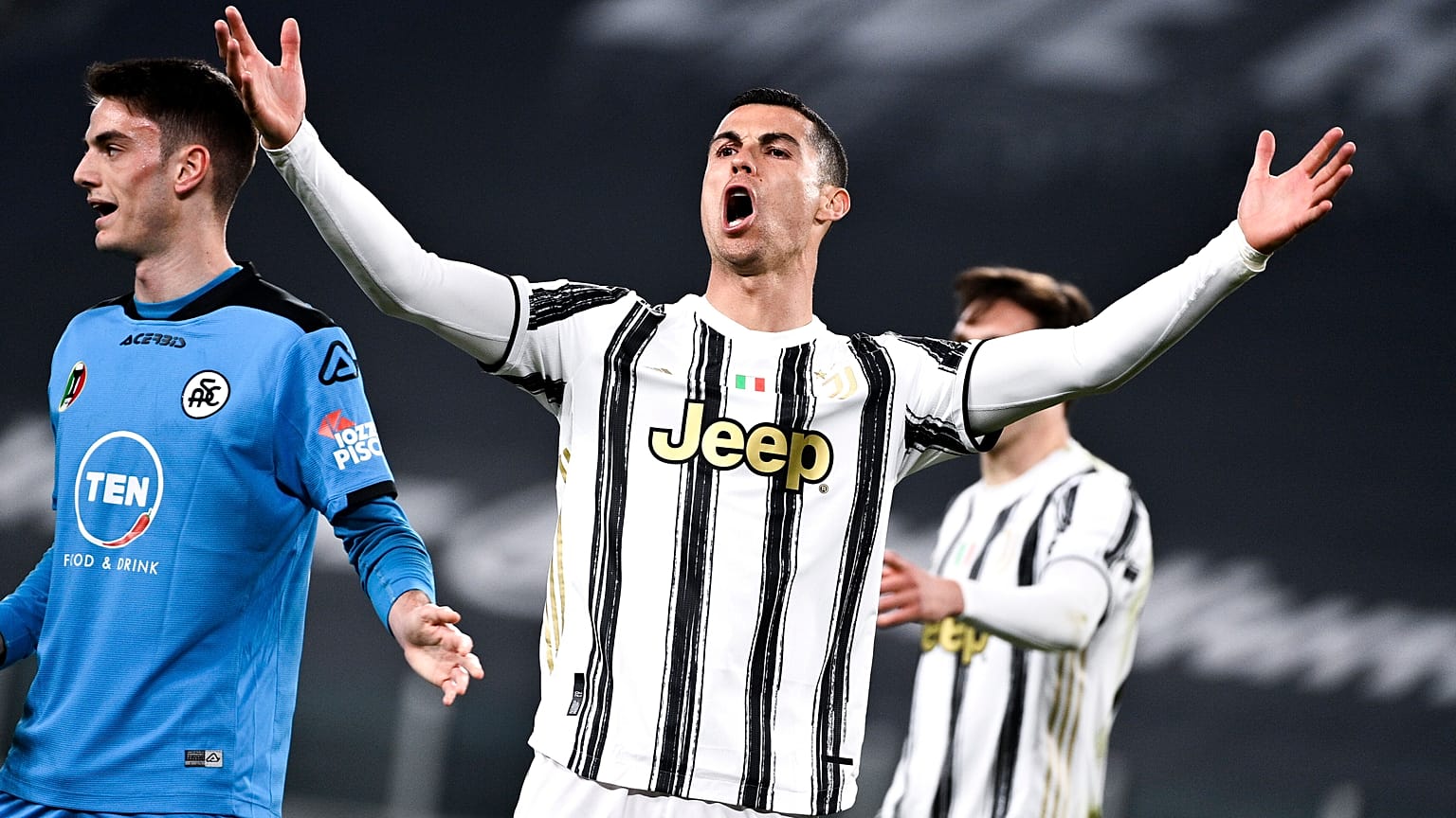 Cristiano Ronaldo a Spezia ellen játszott mérkőzésen a torinói Allianz Stadionban 2021. március 2-án