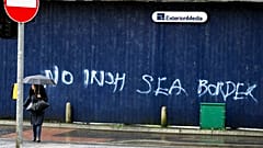 Graffiti 'No Irish Sea Border' in Belfast, Nordirland