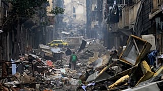 A szíriai Aleppó Szalahaddin negyede egy 2017. január 20-i felvételen
