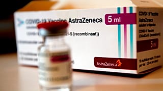 A box of AstraZeneca vaccine is pictured in a pharmacy in Boulogne Billancourt, outside Paris, Monday, March 15, 2021