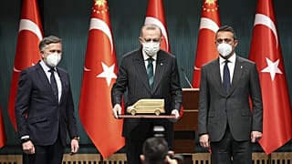 Ford Otosan Yönetim Kurulu Başkanı Ali Koç, Ford Avrupa Başkanı Stuart Rowley, Cumhurbaşkanı Erdoğan