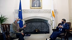 European Union foreign policy chief Josep Borrell and Cyprus' president Nicos Anastasiades 