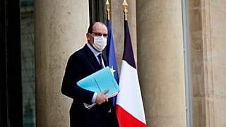 French Prime Minister Jean Castex leaves after the weekly cabinet meeting at the Elysée Palace in Paris, Wednesday, March 17, 2021.