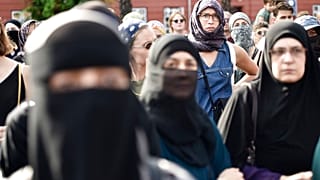 People oppose a burqa ban in Denmark. A similar ban exists in Austria, under which an animal rights activist was fined for wearing a cow mask.