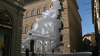 La herida, del artista francés JR, en el Palacio Strozzi de Florencia