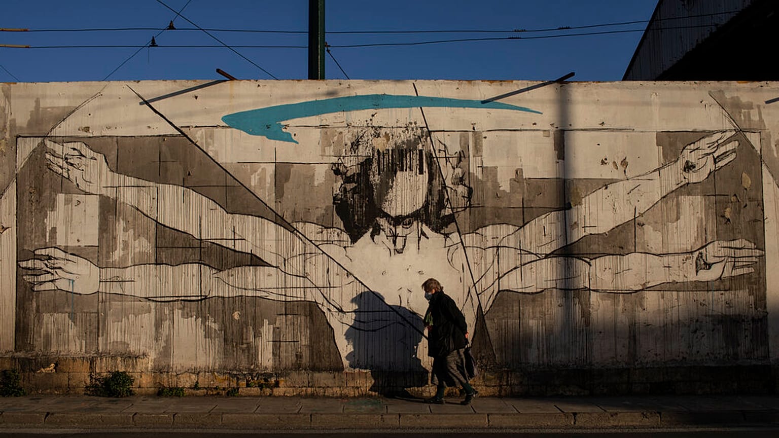 Leonardo da Vinci's Vitruvian Man, in central Athens
