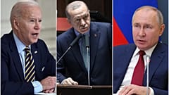 الرئيس الروسي فلاديمير بوتين والرئيس التركي رجب طيب آردوغان والرئيس الأمريكي جو بايدن 
