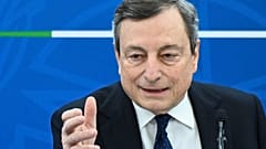 Italy's Prime Minister, Mario Draghi speaks during a press conference following a Cabinet meeting in Rome, Friday, March 19, 2021.