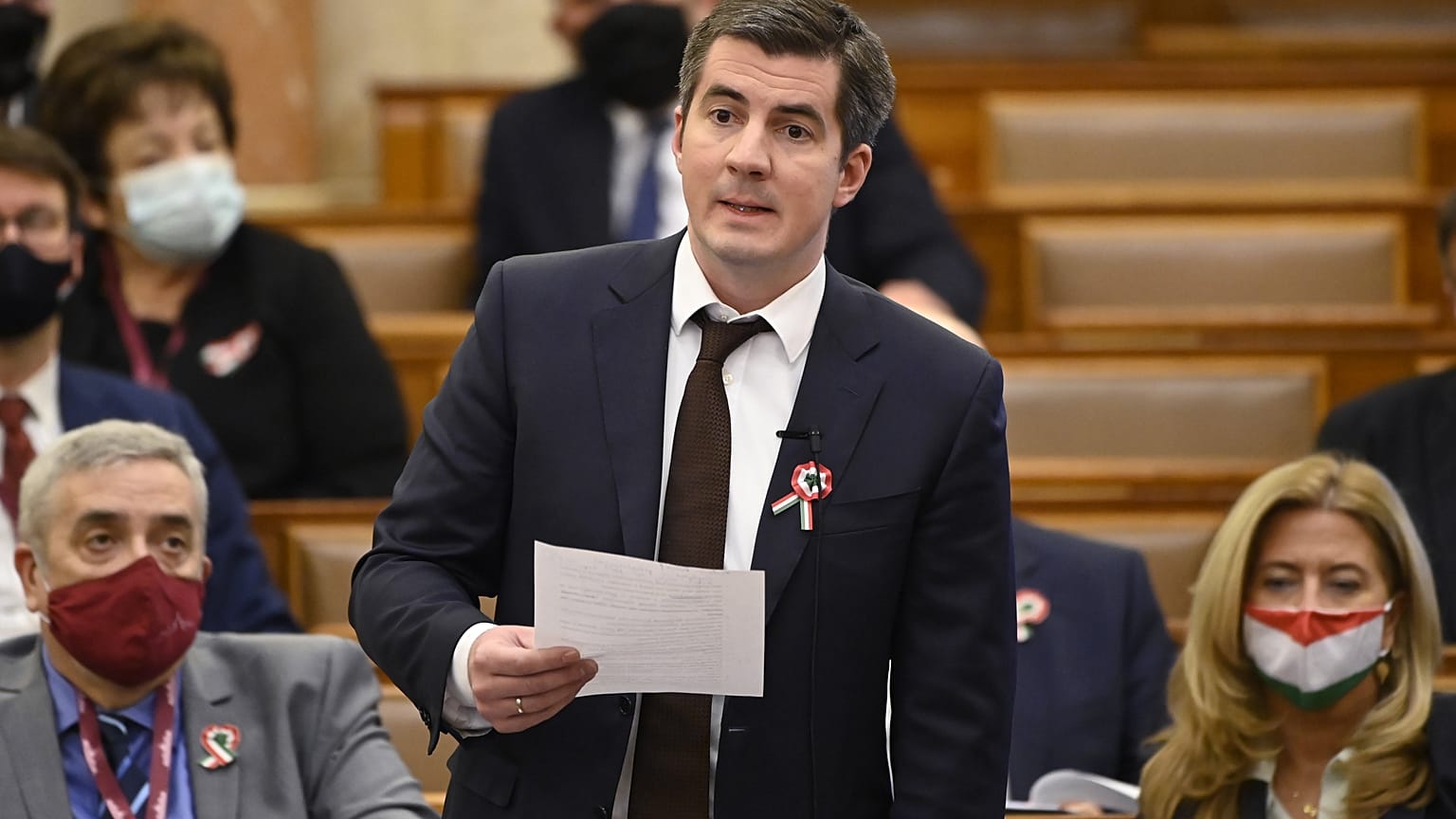 Kocsis Máté, a Fidesz frakcióvezetője az Országgyűlés plenáris ülésén 2021. március 16-án