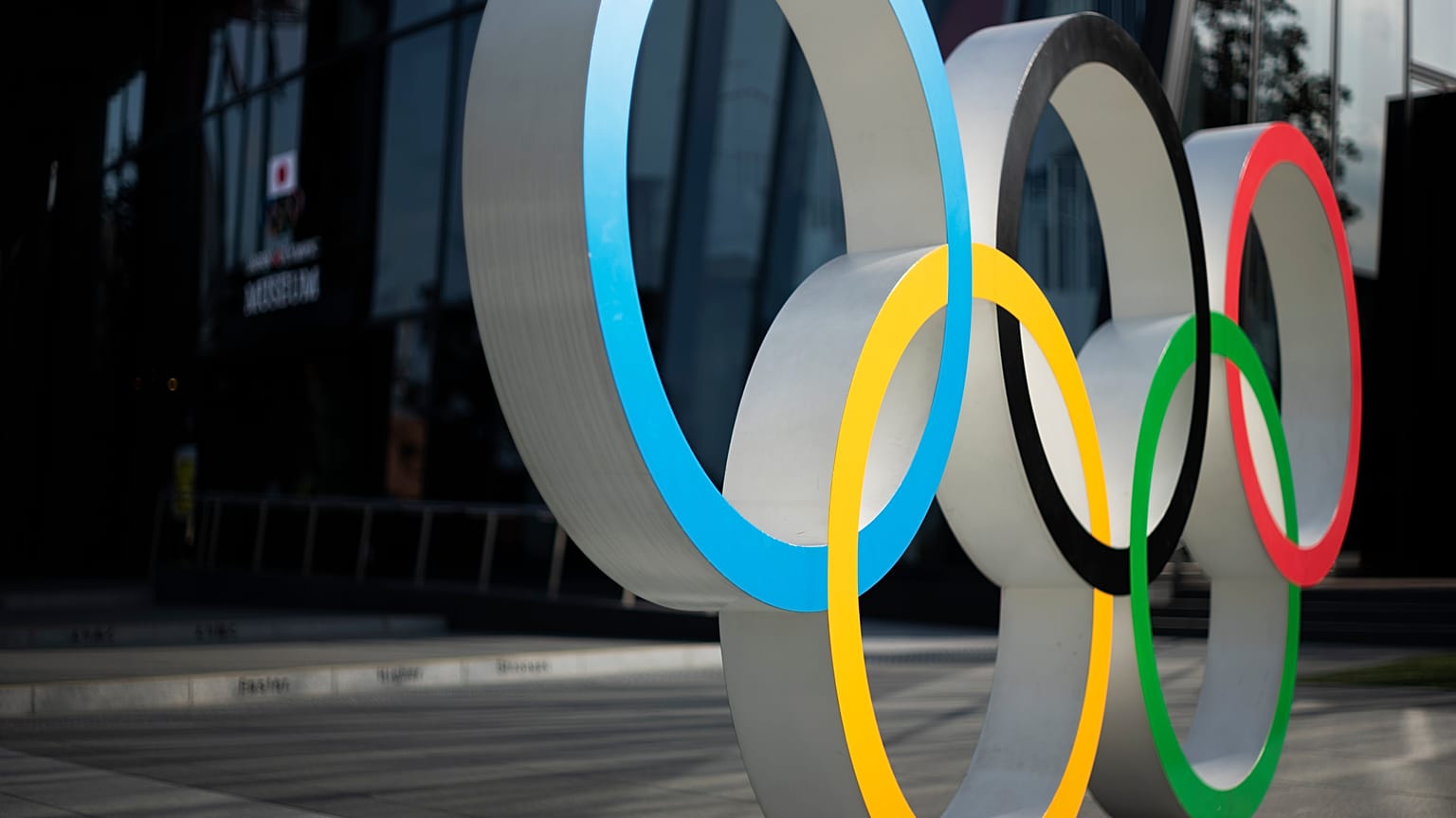 This photo shows the Olympic rings installed at the Japan Olympic Museum in Tokyo on Friday, March 19, 2021. 