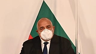 FILE- Bulgaria's Prime Minister Boyko Borisov attends a press conference on March 16, 2021, at the Chancellery in Vienna, Austria.