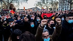 Protesta en Madrid del 20 de marzo de 2021 en protesta por el arresto del rapero Pablo Hasél.