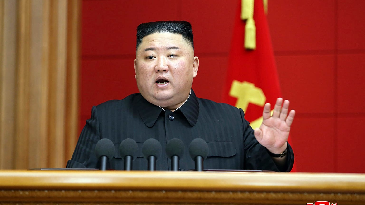 FILE: In this photo provided by the North Korean government, Kim Jong Un speaks in a conference in Pyongyang, North Korea, Saturday, March 6, 2020. 