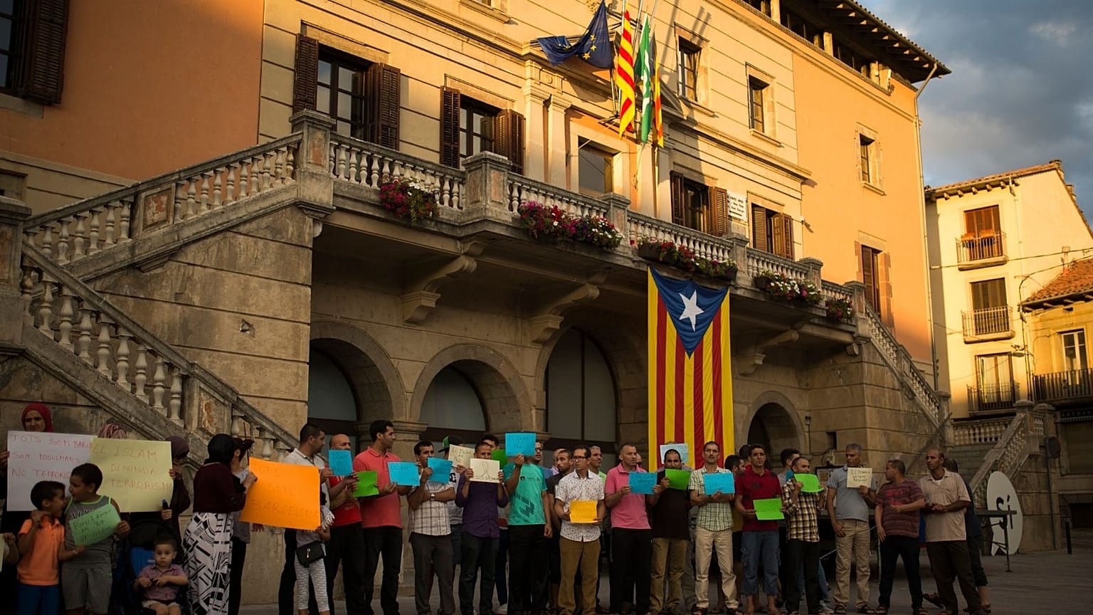 Members of the local Muslim community, north of Barcelona