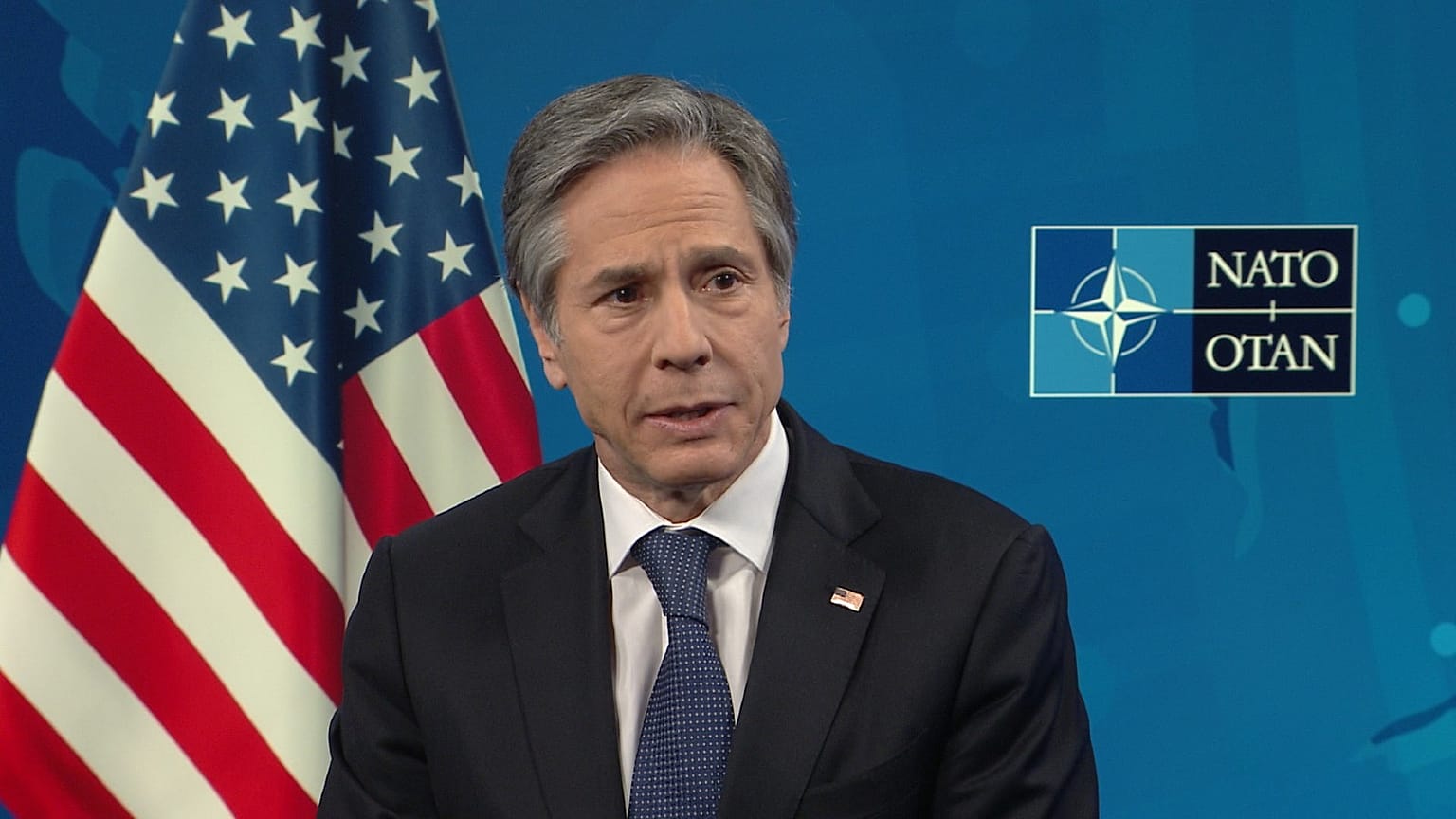 Antony Blinken speaking to Euronews