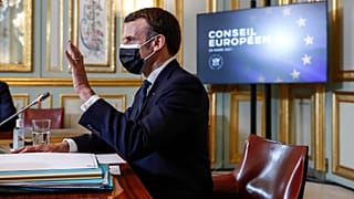 Эммануэль Макрон на пресс-конференции по итогам первого дня онлайн-саммита ЕС
