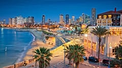 The Tel Aviv skyline is a blend of beaches and high-rise buildings