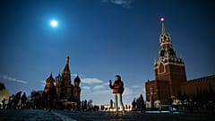 Moscow's Red Square lit only by the moon after the lights turned off for one hour to mark Earth Hour