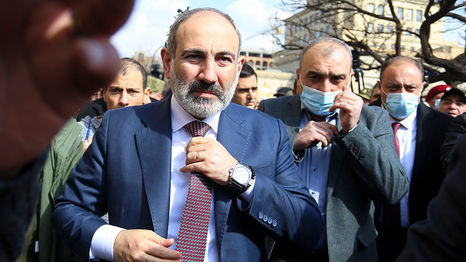 Armenian Prime Minister Nikol Pashinyan in Yerevan, Armenia on Feb. 25, 2021.