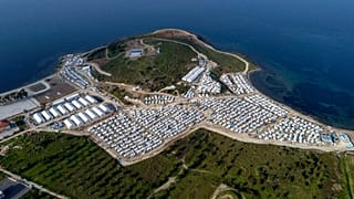 Das Flüchtlingslager Karatepe aus Lesbos, das EU-Kommissarin Ylva Johansson besucht hat