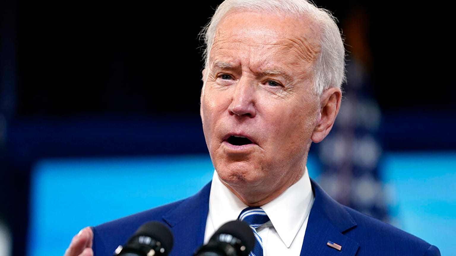 President Joe Biden speaks during an event on COVID-19 vaccinations and the response to the pandemic, in the South Court Auditorium on the White House campus, Monday, March 29