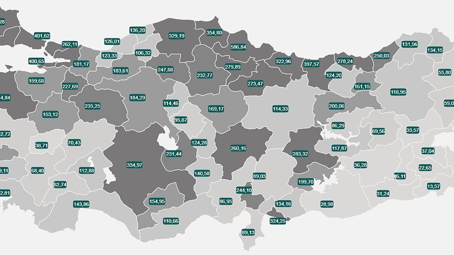 İllere göre vaka oranı
