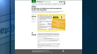 Comunicado de la Junta de Andalucía desmintiendo la información del bulo este jueves 1 de abril.