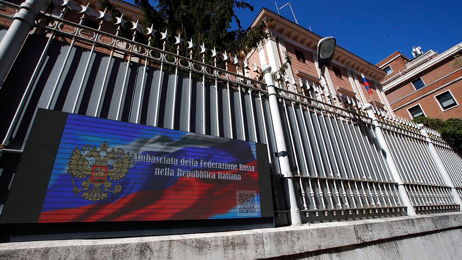 A view of the Russian Embassy in Rome, Wednesday, March 31, 2021. 