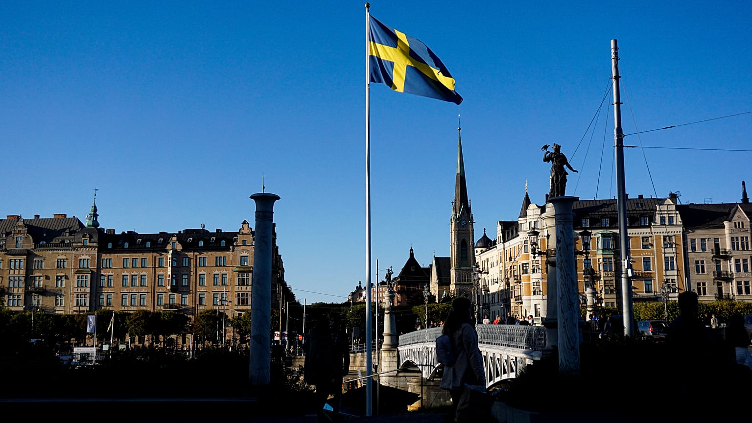 Schwedische Flagge in Stockholm